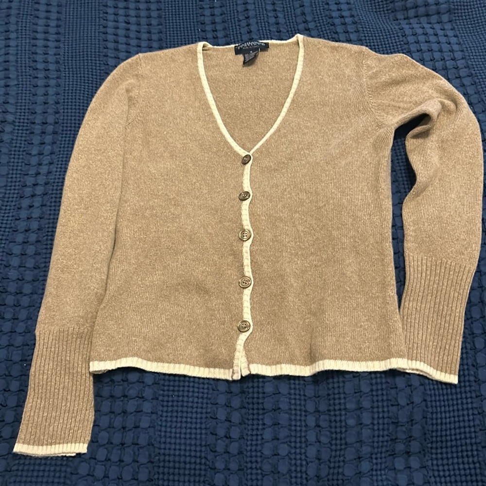 100% cashmere taupe cardigan made in Italy